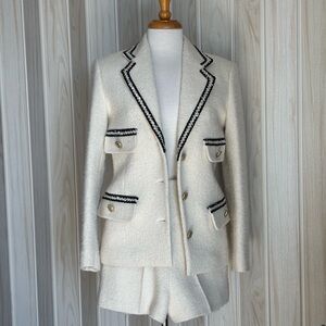Sandro (Paris) Ivory Blazer with Dark Trim